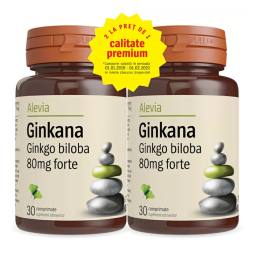 Pachet Ginkgo biloba 80mg Ginkana forte 2x30cp - ALEVIA