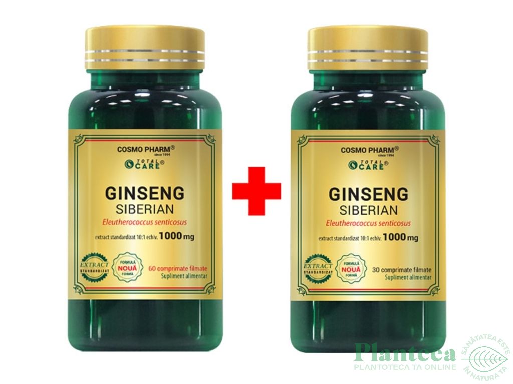 Pachet Ginseng siberian 1000mg 60+30cps - COSMO PHARM