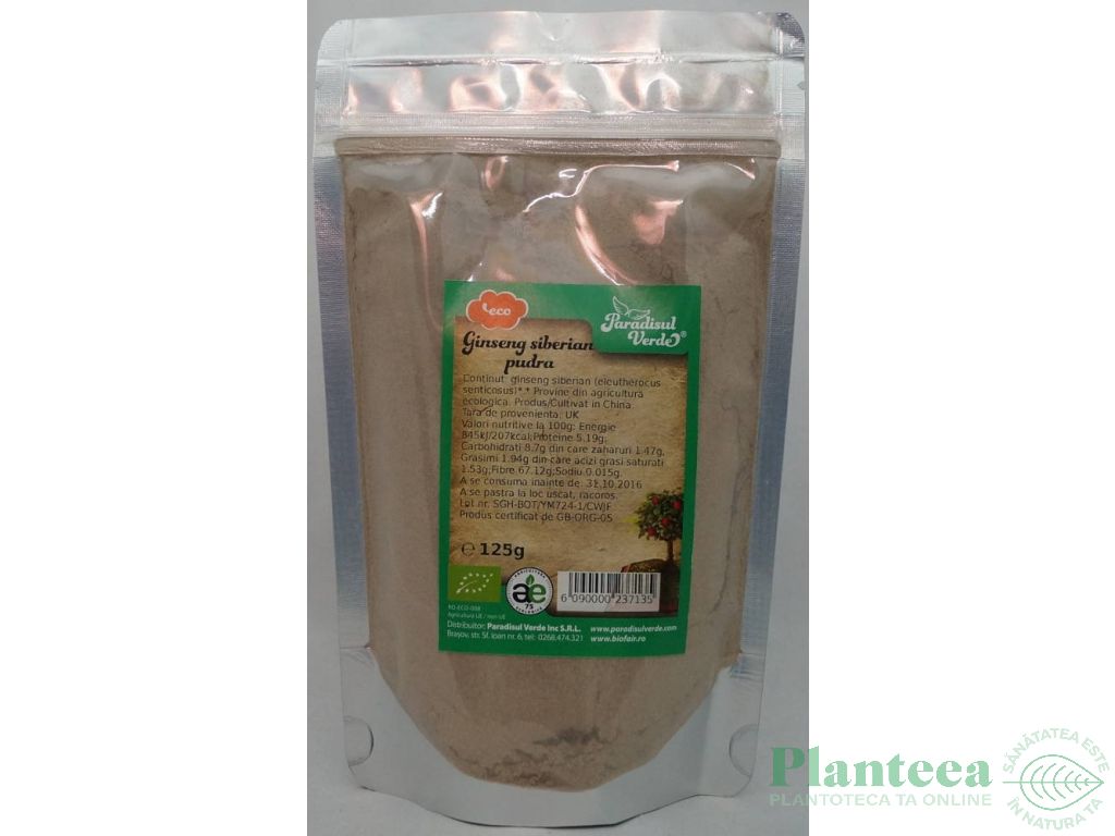 Pulbere ginseng siberian ET eco 125g - PARADISUL VERDE