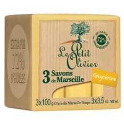 Sapun Marsilia pur 72% ulei masline glicerina 3x100g - LE PETIT OLIVIER