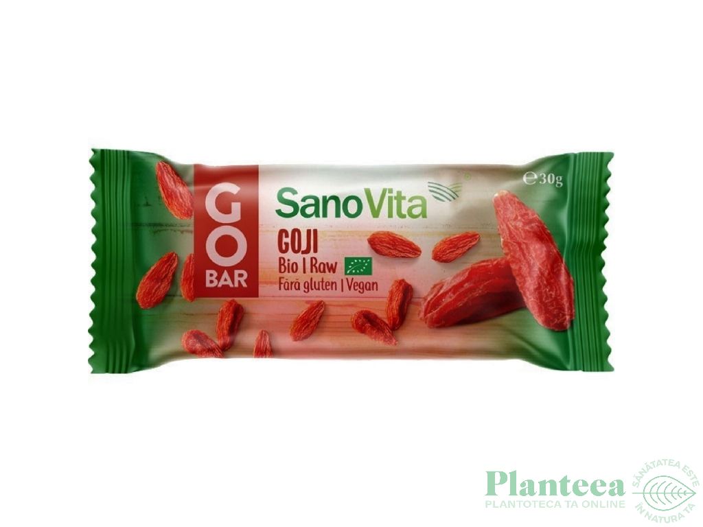 Baton fructe goji fara gluten GoBar raw bio 30g - SANOVITA