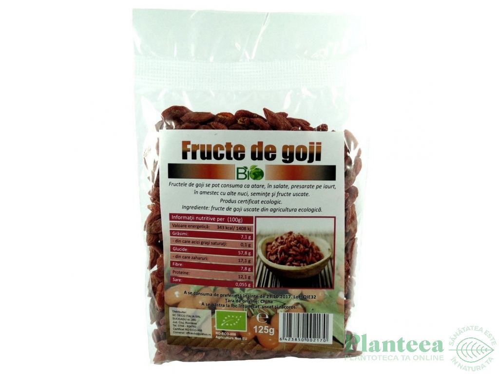 Goji fructe uscate premium bio 125g - DECO ITALIA