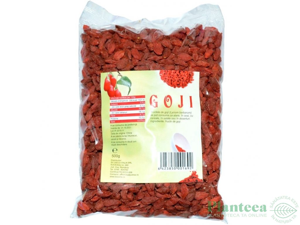 Goji fructe uscate premium bio 500g - DECO ITALIA