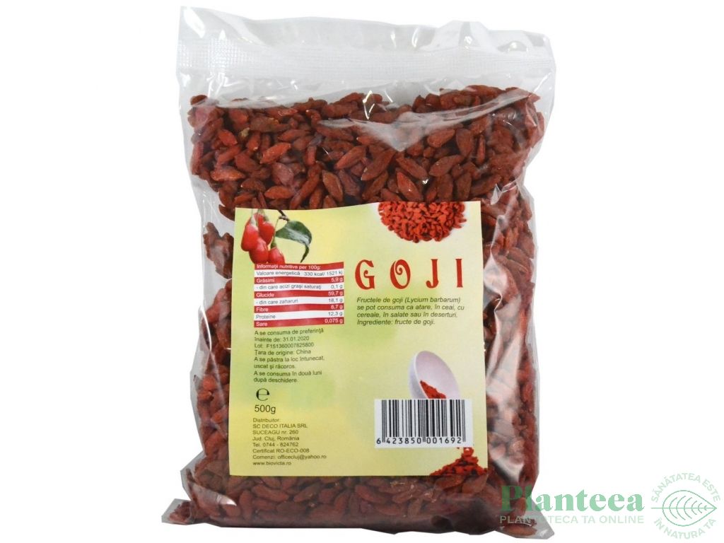 Goji fructe uscate extra natur 500g - DECO ITALIA