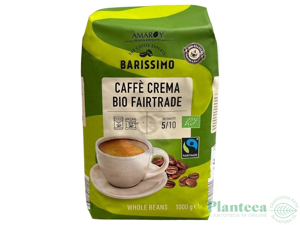 Cafea boabe arabica Crema Fairtrade bio 1kg - BARISSIMO