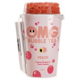 Bubble Tea ceai negru piersica perle capsuni pahar 265ml - OMG
