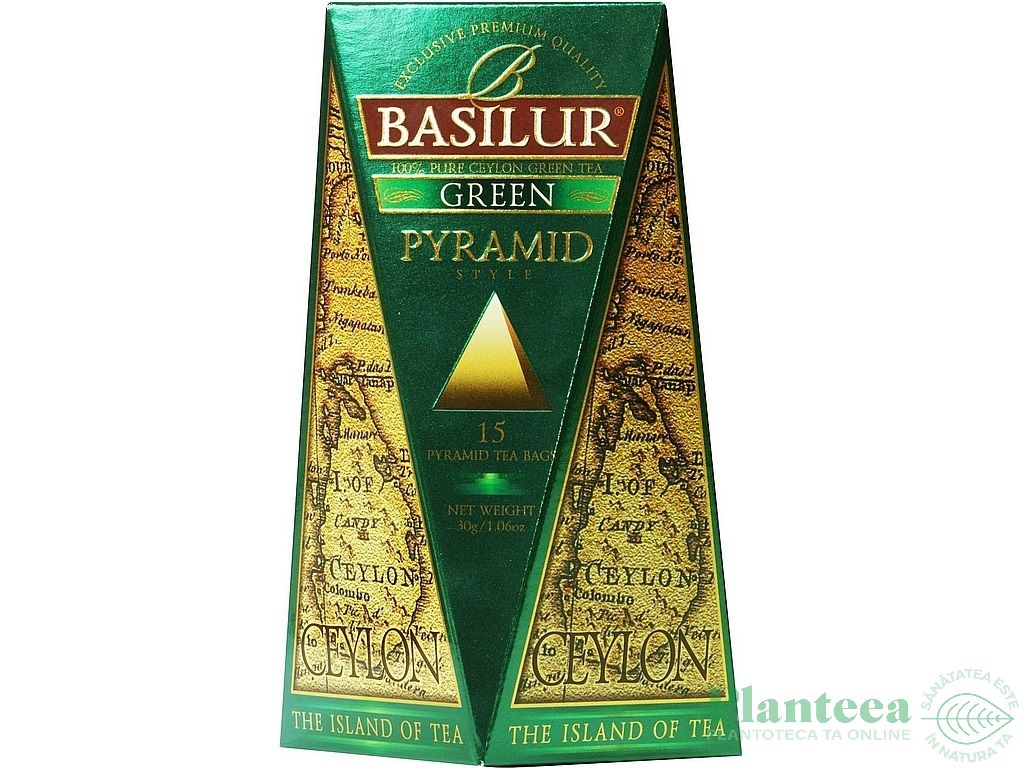 Ceai verde ceylon Island of Tea green piramide 15dz - BASILUR