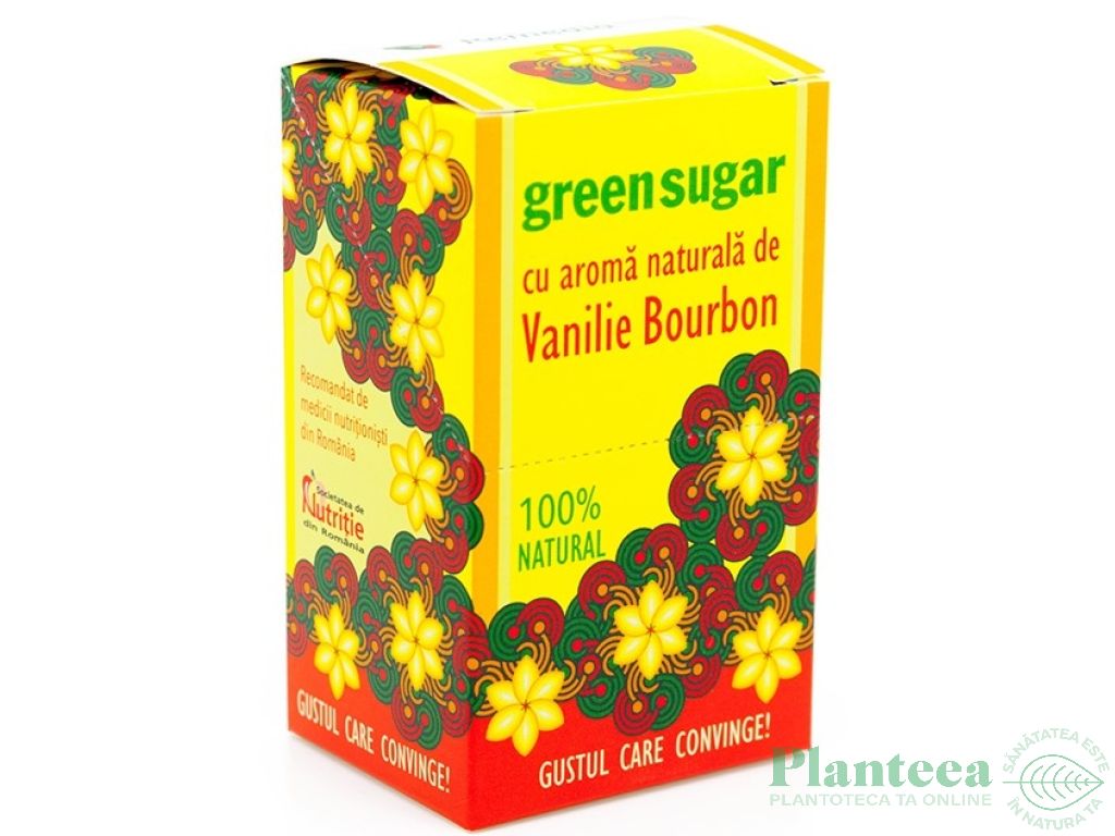Eritritol stevie pulbere cu vanilie bourbon plicuri 10x5g - GREEN SUGAR