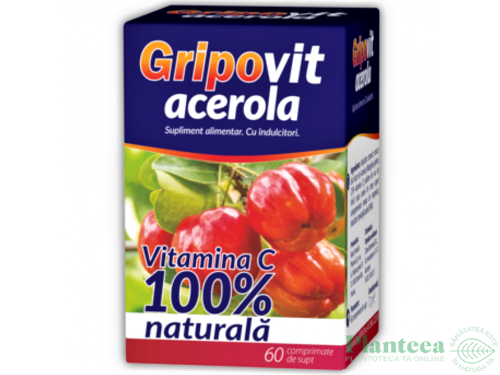 Vitamina C naturala acerola Gripovit 60cp - NATUR PRODUKT