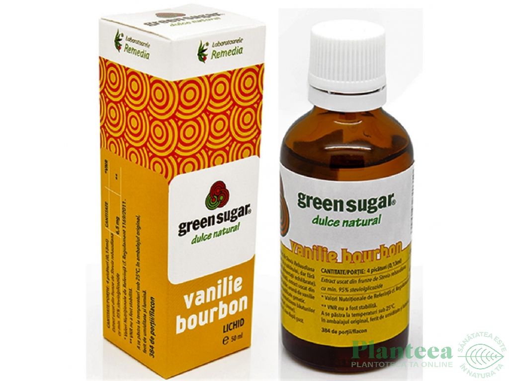 Eritritol stevie indulcitor lichid vanilie bourbon 50ml - GREEN SUGAR