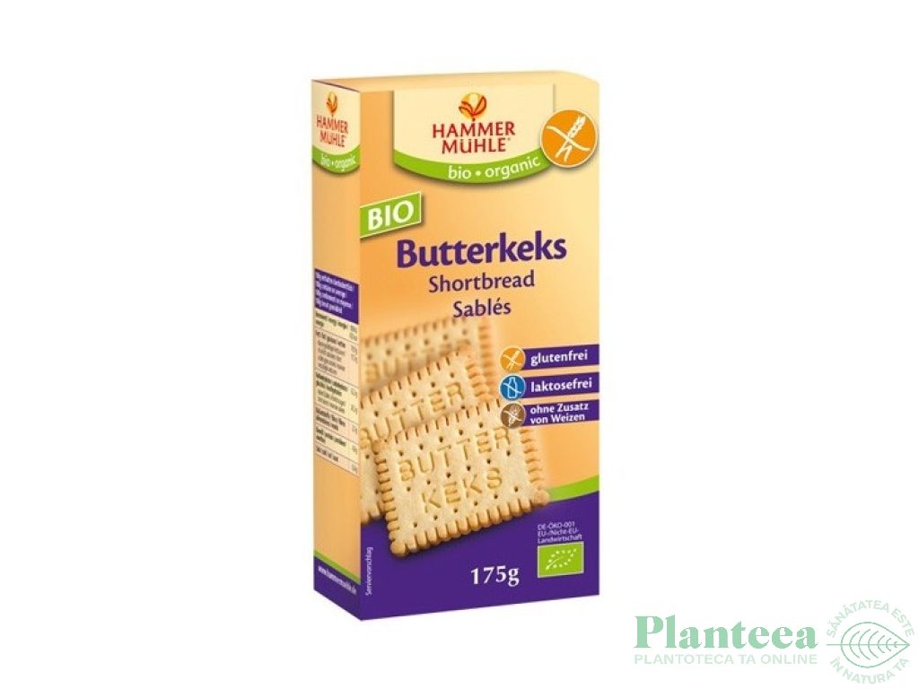 Biscuiti unt fara gluten bio 175g - HAMMER MUHLE