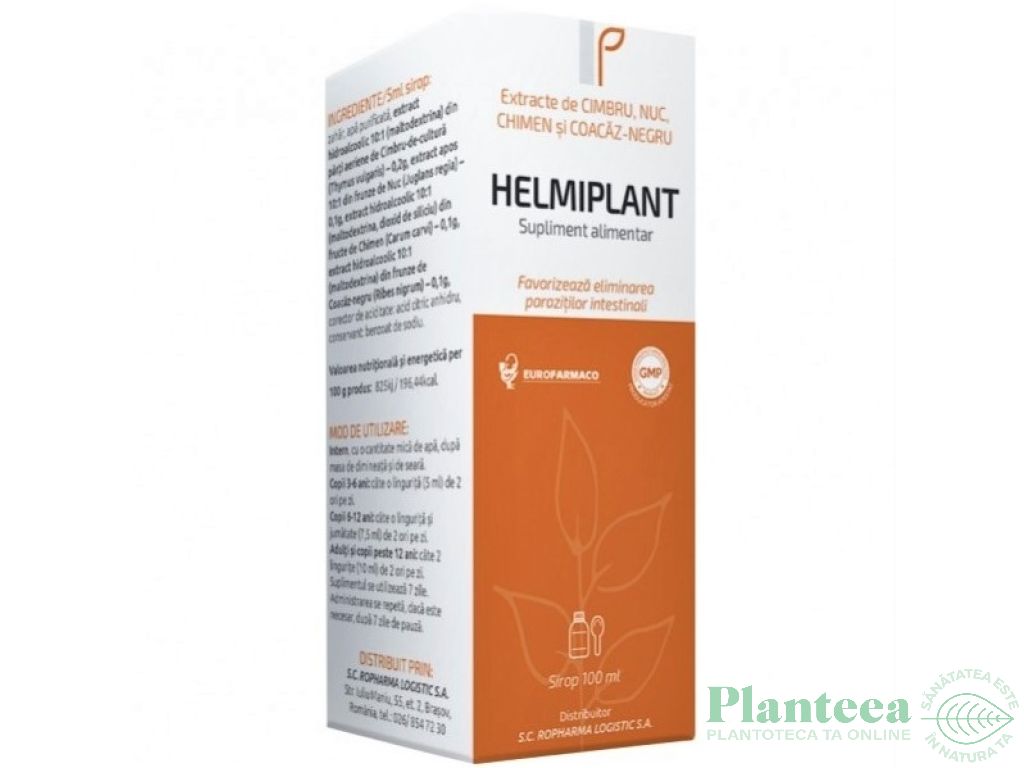 Sirop antiparazitar Helmiplant 100ml - EUROFARMACO