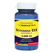 Vitamina D3 naturala 3000ui 60cps - HERBAGETICA