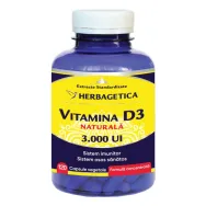 Vitamina D3 naturala 3000ui 120cps - HERBAGETICA