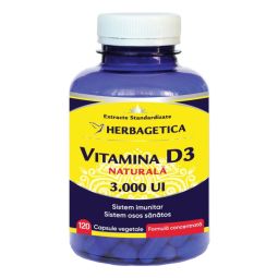 Vitamina D3 naturala 3000ui 120cps - HERBAGETICA