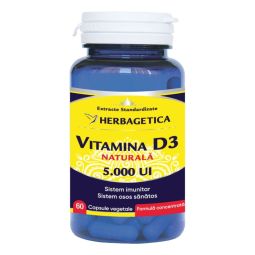 Vitamina D3 naturala 5000ui 60cps - HERBAGETICA