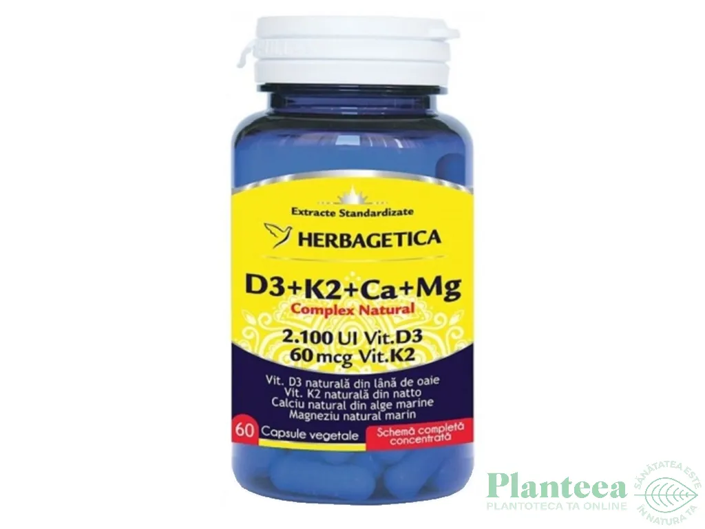 Complex natural [Detrix] D3 K2 Ca Mg 60cps - HERBAGETICA