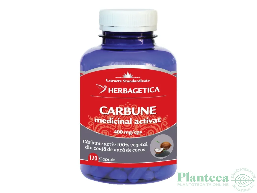 Carbune medicinal activat 120cps - HERBAGETICA