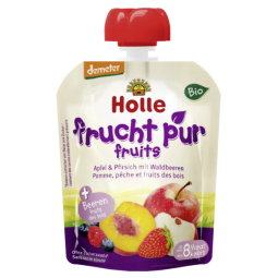 Piure mere piersici fructe padure bebe +8luni eco 90g - HOLLE