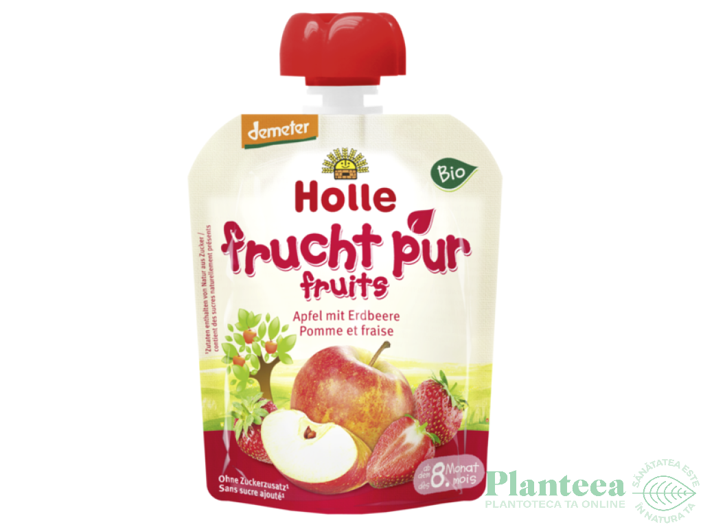 Piure mere capsuni bebe +8luni eco 90g - HOLLE