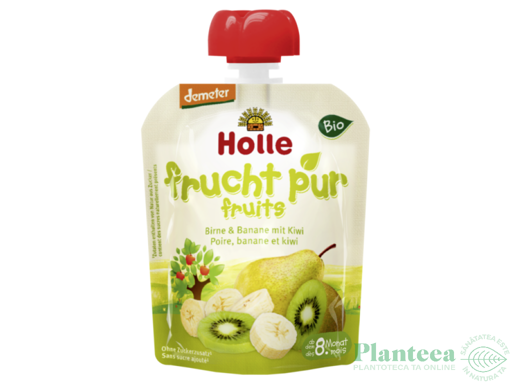 Piure pere banane kiwi bebe +8luni eco 90g - HOLLE