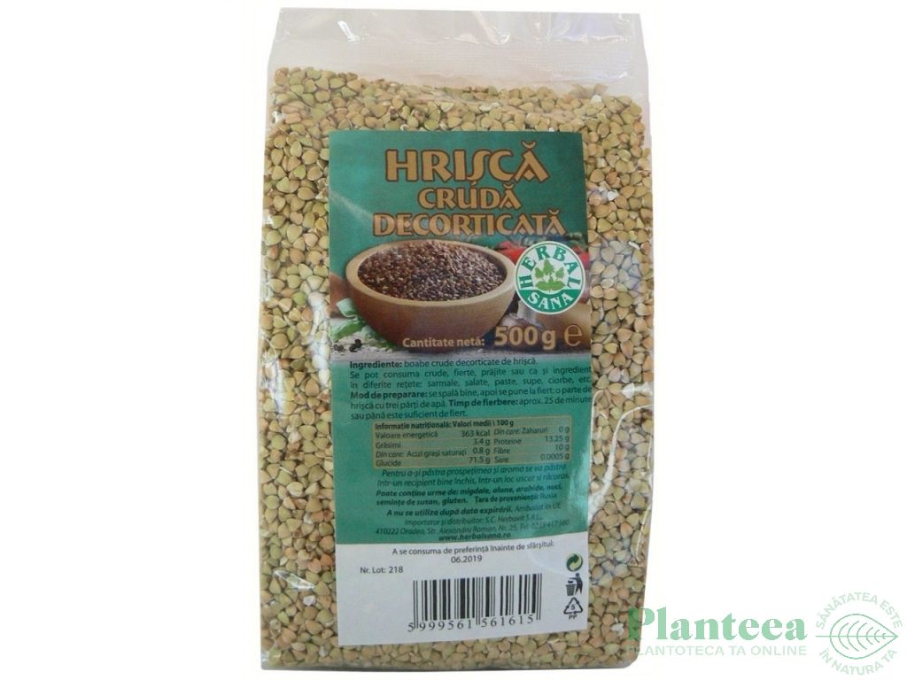 Hrisca cruda decorticata boabe 500g - HERBAL SANA