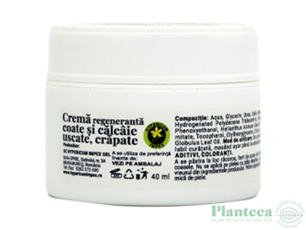 Crema regeneranta coate calcaie uscate crapate 40ml - HYPERICUM
