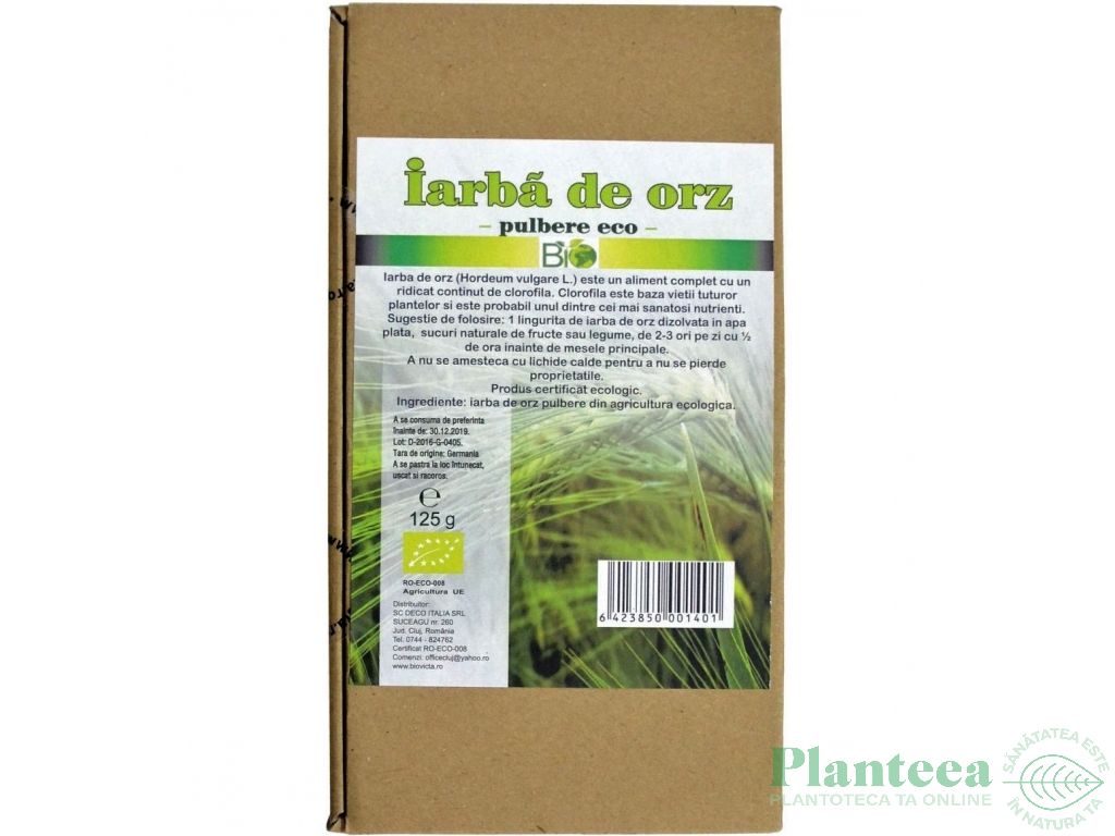 Pulbere iarba orz Germania bio 125g - DECO ITALIA