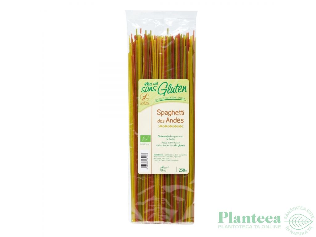 Paste spaghete tricolore orez quinoa amarant Andes eco 250g - MA VIE SANS GLUTEN