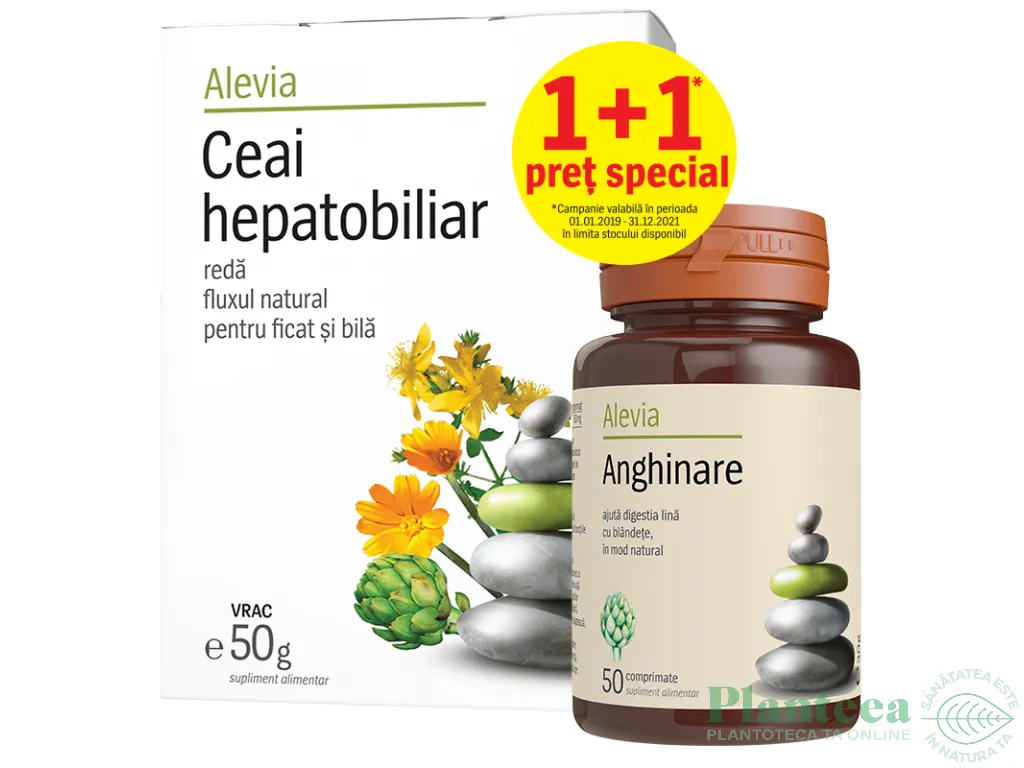 Pachet Anghinare 50cp+Ceai hepatobiliar 60g - ALEVIA