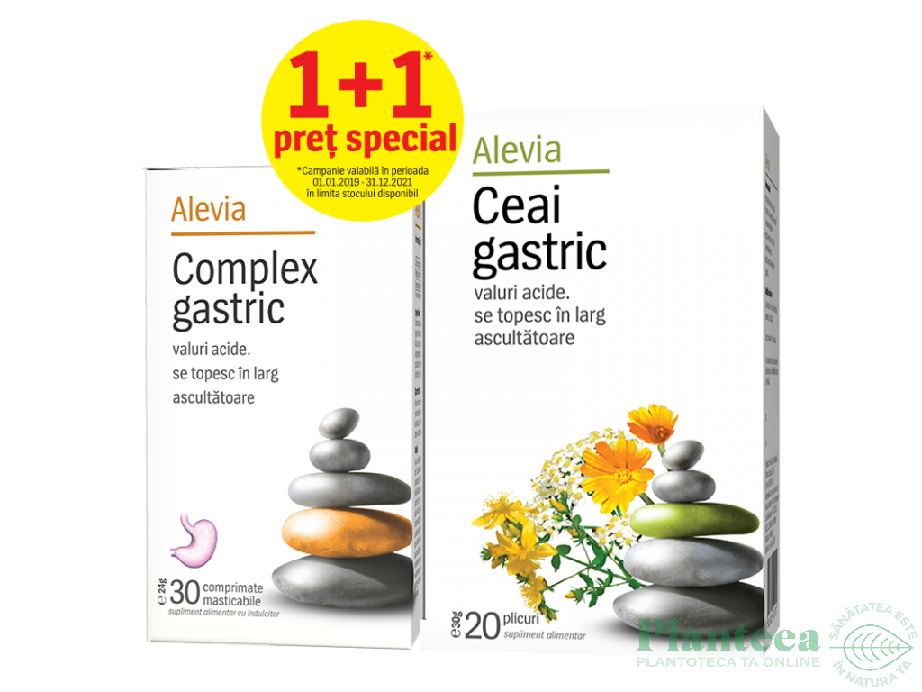 Pachet Complex gastric 30cp+Ceai gastric 20dz - ALEVIA