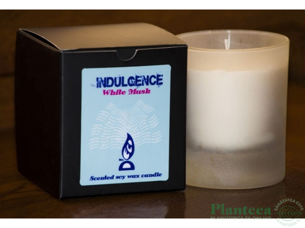 Candela sticla ceara soia 40h Indulgence 130g - D`ECO