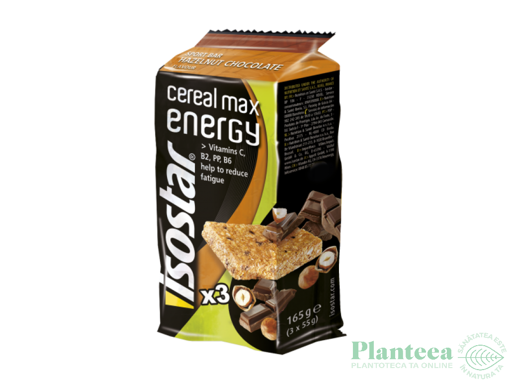 Batoane energizante alune ciocolata CerealMax 3x55g - ISOSTAR