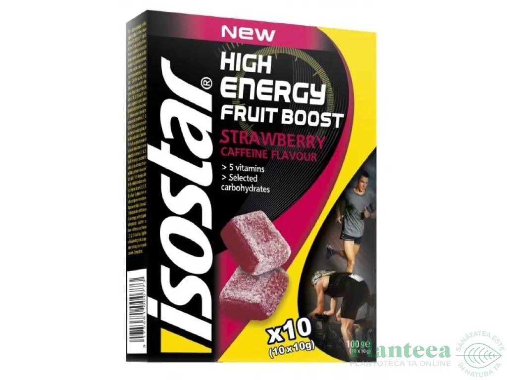 Jeleuri energizante capsuni cafeina Fruit Boost 10x10g - ISOSTAR