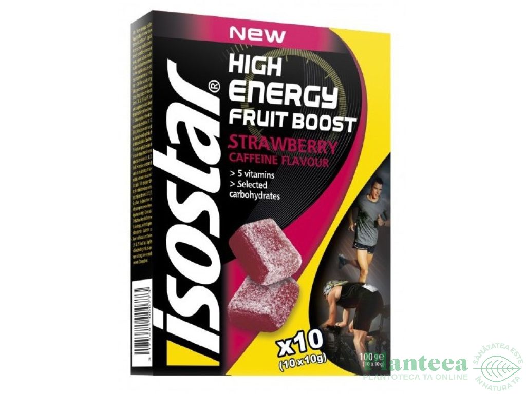 Jeleuri energizante capsuni cafeina Fruit Boost 10x10g - ISOSTAR