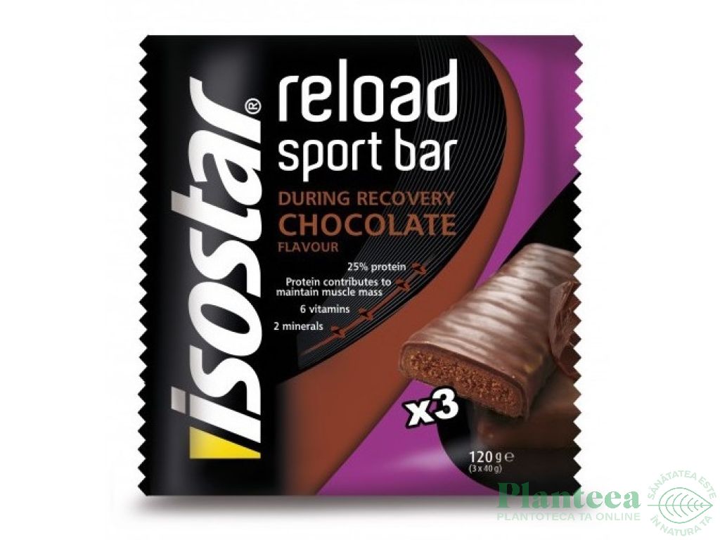 Batoane energizante ciocolata Reload 3x40g - ISOSTAR