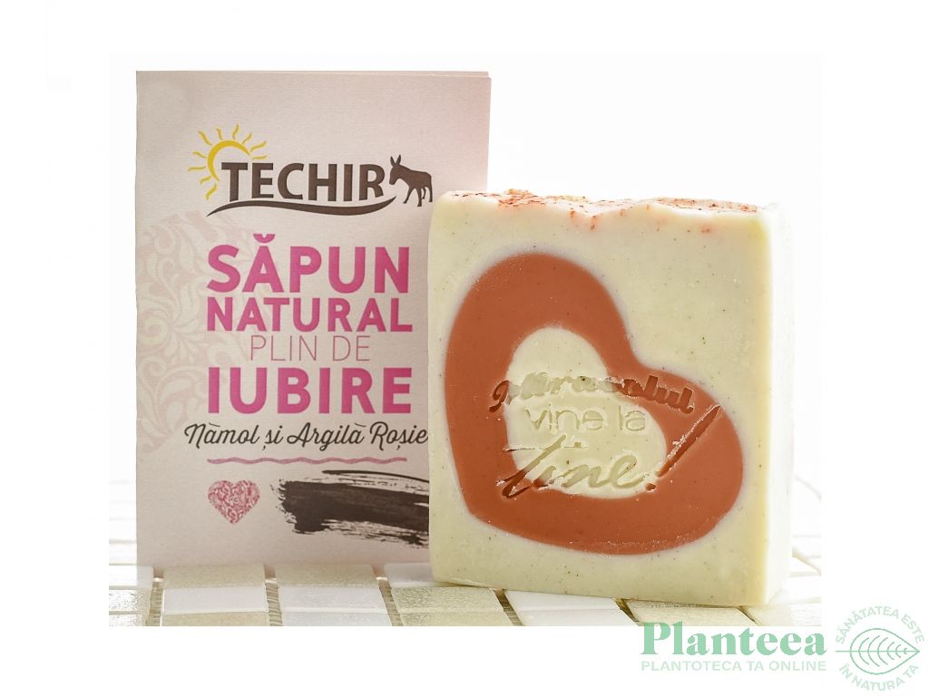 Sapun hidratant namol argila rosie Plin de iubire 120g - TECHIR