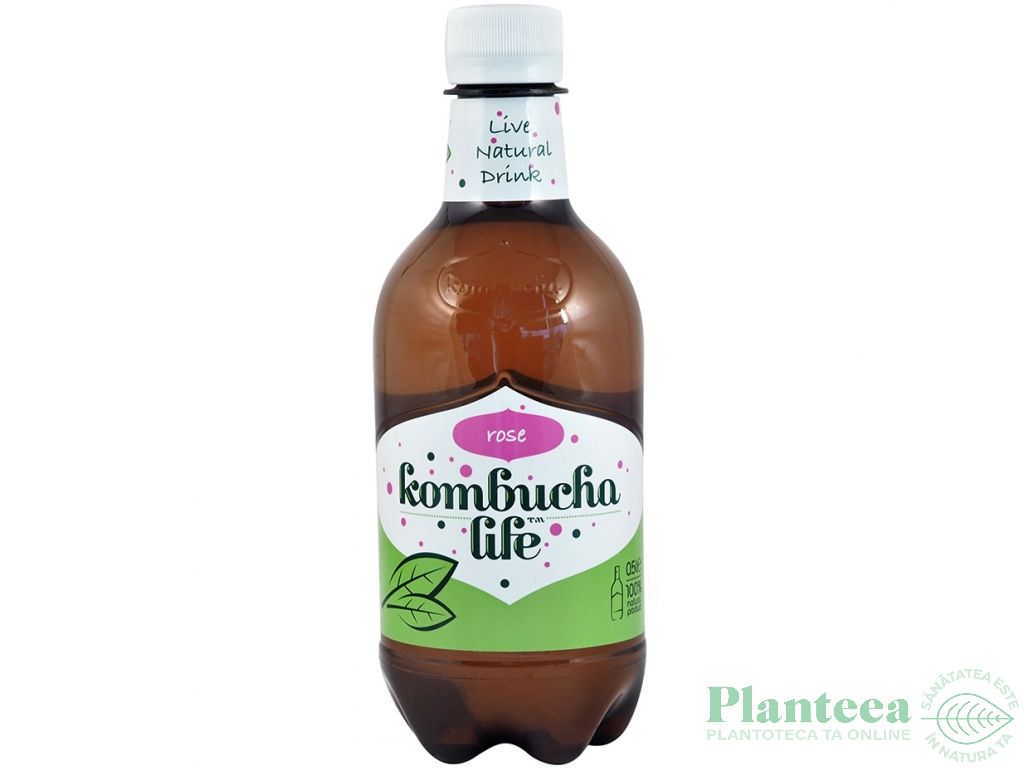 Bautura kombucha trandafir 500ml - KOMBUCHA LIFE