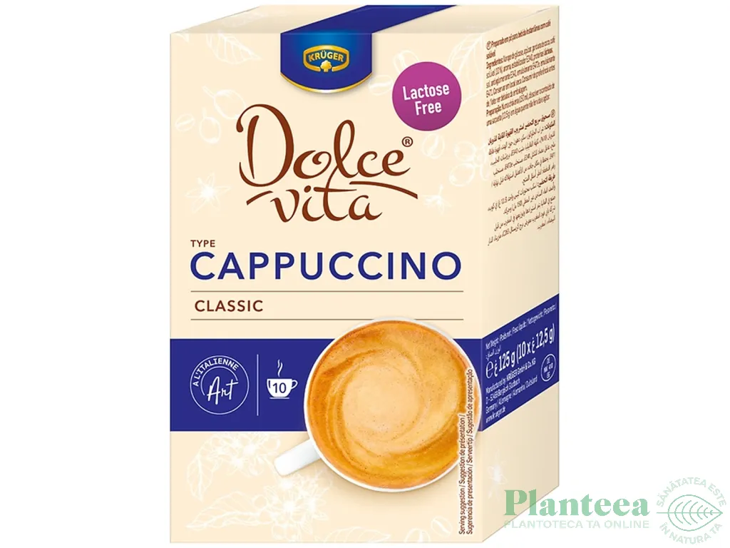 Cappuccino instant Classic fara lactoza 10x12,5g - KRUGER