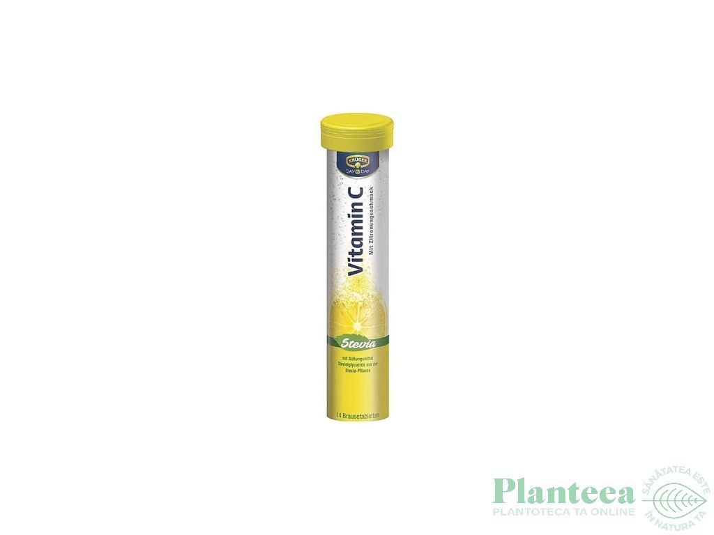 Tablete efervescente Vitamina C cu stevia fara zahar 14tb - KRUGER