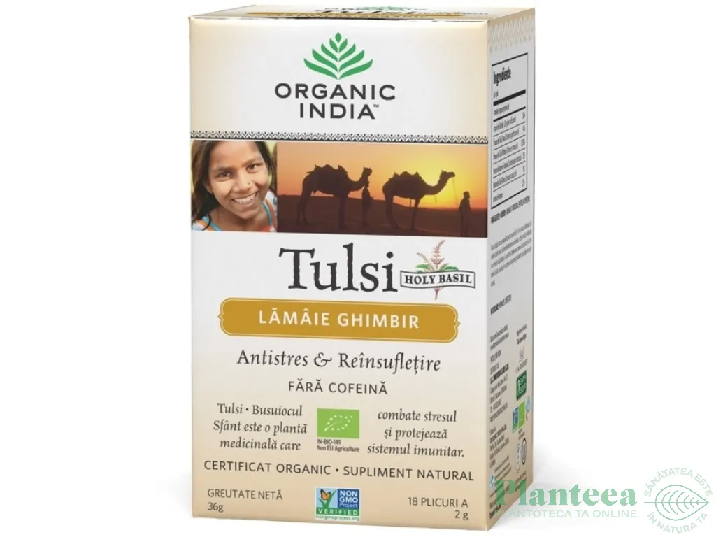 Ceai tulsi lamaie ghimbir 18dz - ORGANIC INDIA