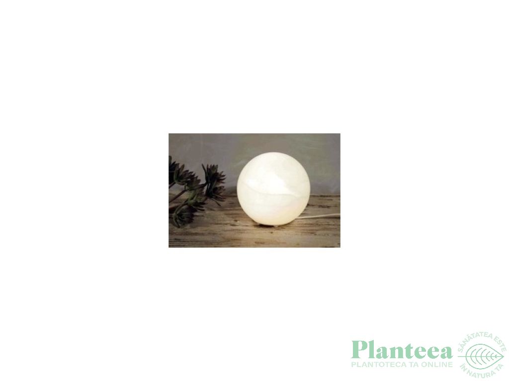 Lampa electrica cristal sare Himalaya alba sfera 1b - PRONAT