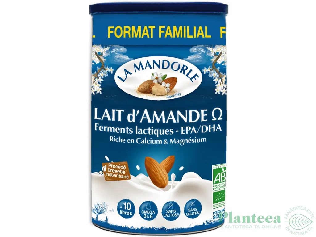 Bautura instant migdale Omega3 format familial eco 800g - LA MANDORLE