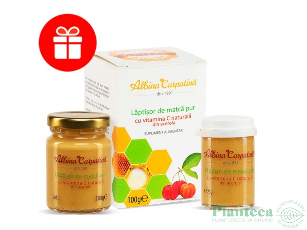 Pachet Laptisor matca pur crud vitamina C acerola 100g+25g - ALBINA CARPATINA