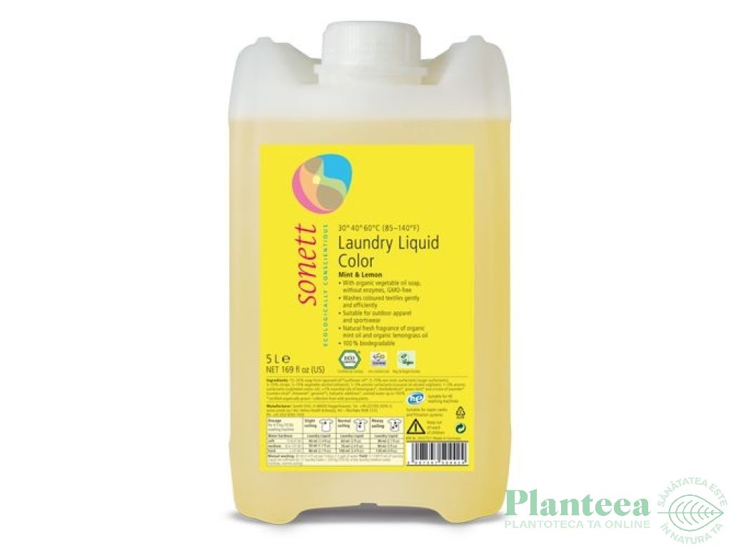 Detergent lichid rufe color menta lamaie 5L - SONETT