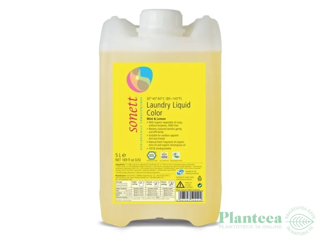 Detergent lichid rufe color menta lamaie 5L - SONETT