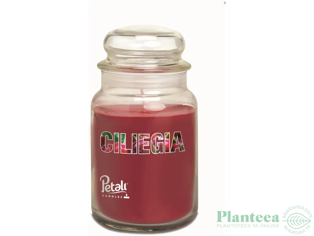 Lumanare parfumata borcan mare cu capac 100h Frosted cherry 550g - PETALI