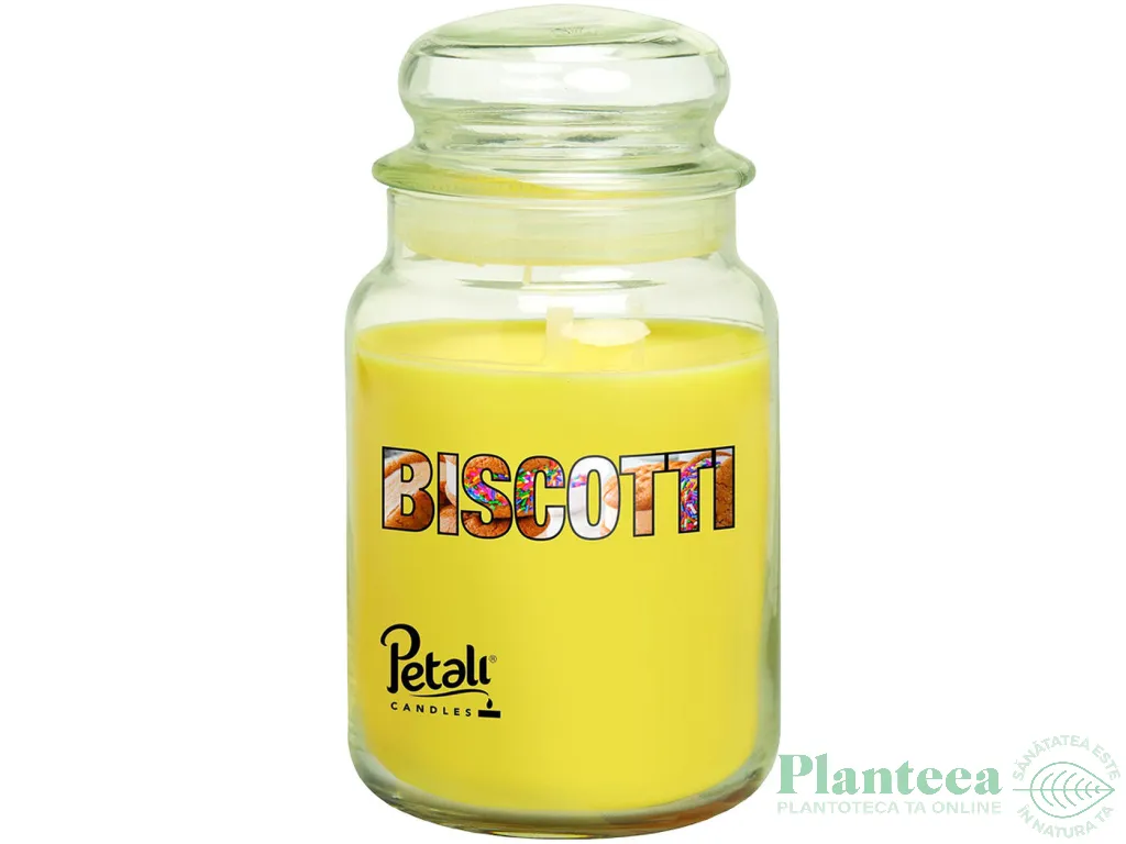 Lumanare parfumata borcan mare cu capac 100h Vanilla macarons 550g - PETALI