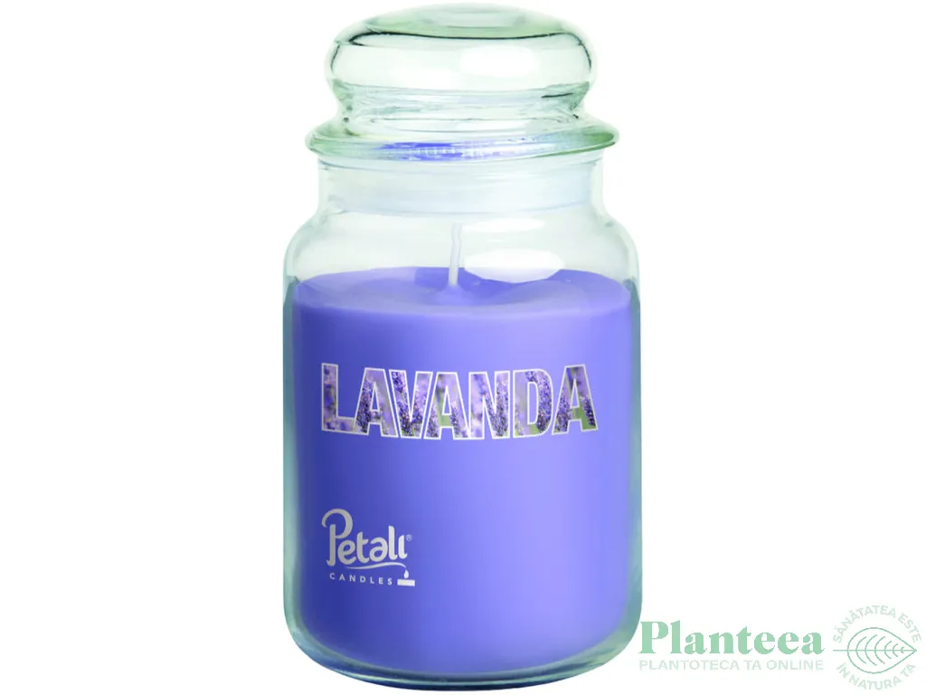 Lumanare parfumata borcan mare cu capac 100h Lavanda 550g - PETALI