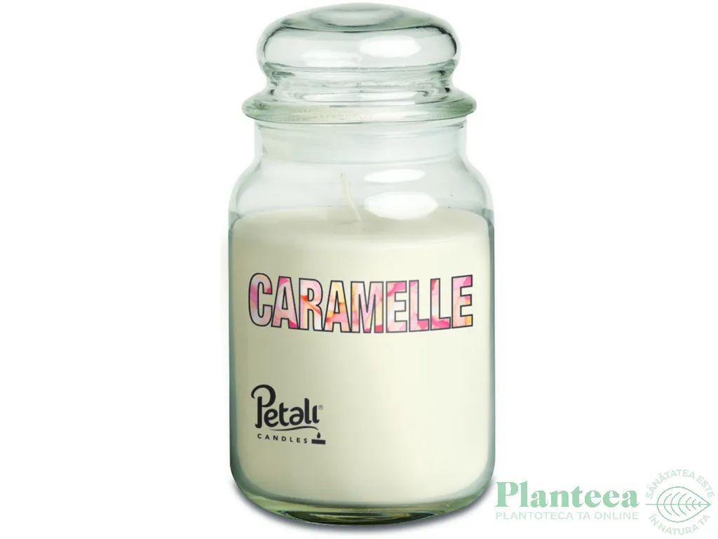 Lumanare parfumata borcan mare cu capac 100h Caramelle 550g - PETALI